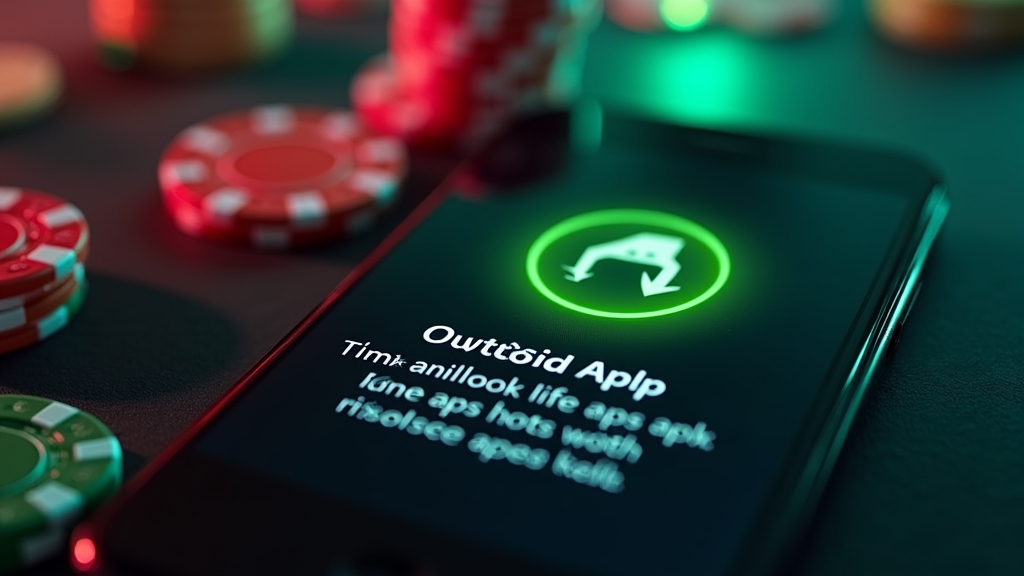 Android-Handy mit APK-Installationsdatei in dunkler Casino-Kulisse
